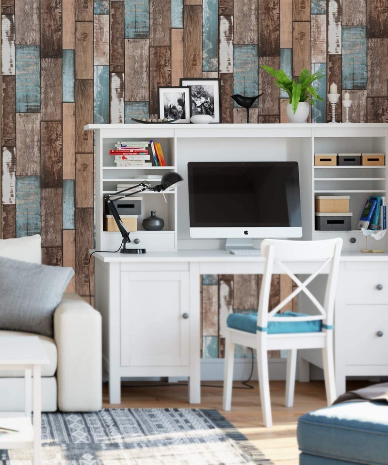 EeeComing 118''x17.7'' Wood Wallpaper Peel and Stick Wood Look Grain Plank Contact Paper Vintage Wall Paper Stick and Peel Self Adhesive Removable Wallpaper Rustic Distressed Faux Vinyl Roll - Image 3